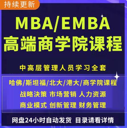 哈佛商学院MBA/EMBA企业工商管理市场营销战略教程培训课程视频